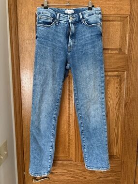 Good American Light Blue Cropped Straight Jeans